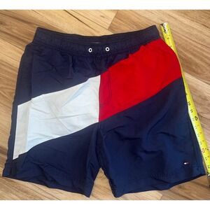 Tommy Hilfiger Mens Colorblock Swim Trunks Navy Red White Mesh Lined Size Large
